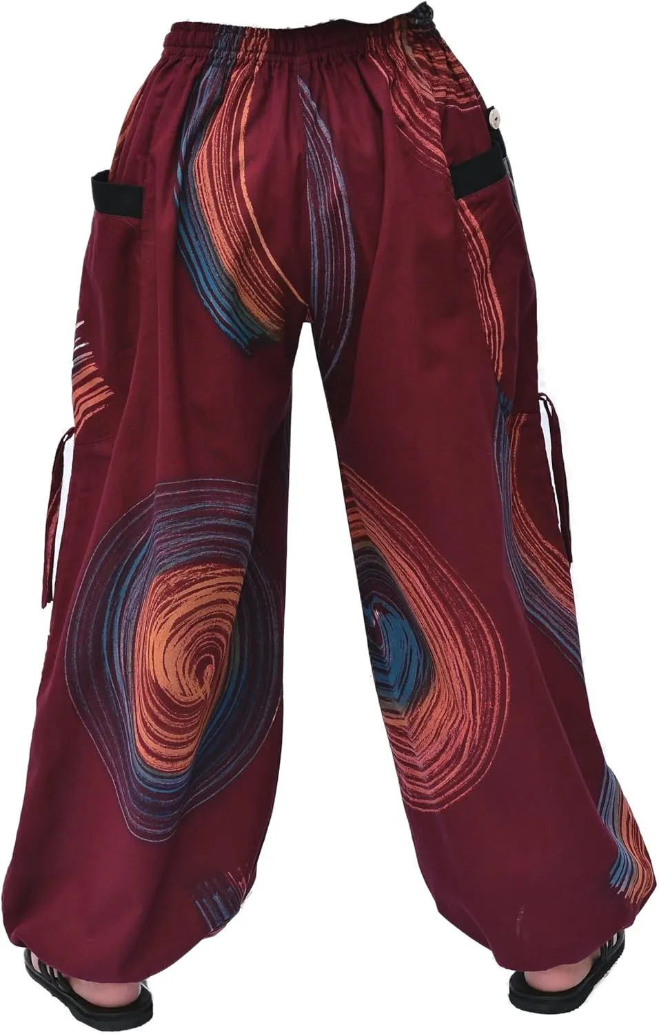 Siamrose Hand Painted Harem Trousers Lounge Yoga Pants Men Women Joggers with Adjustable Length 2 Pockets