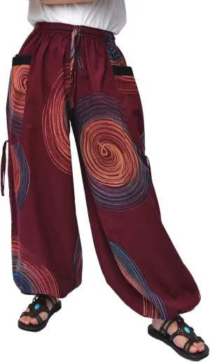 Siamrose Hand Painted Harem Trousers Lounge Yoga Pants Men Women Joggers with Adjustable Length 2 Pockets