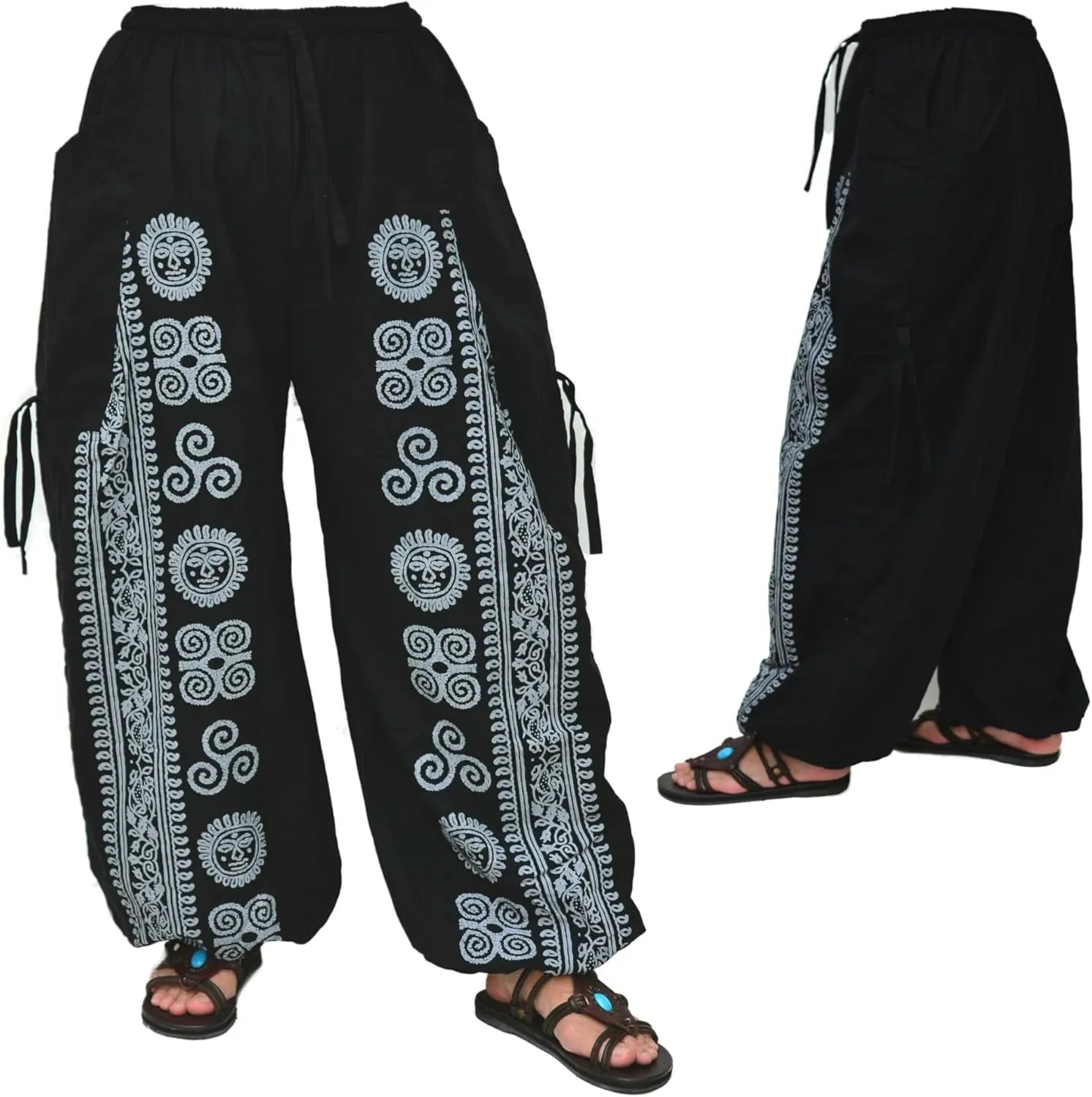 Siamrose Yoga Harem Pants Men Women Baggy Casual Lounge Trousers Adjustable Length 2 Pockets