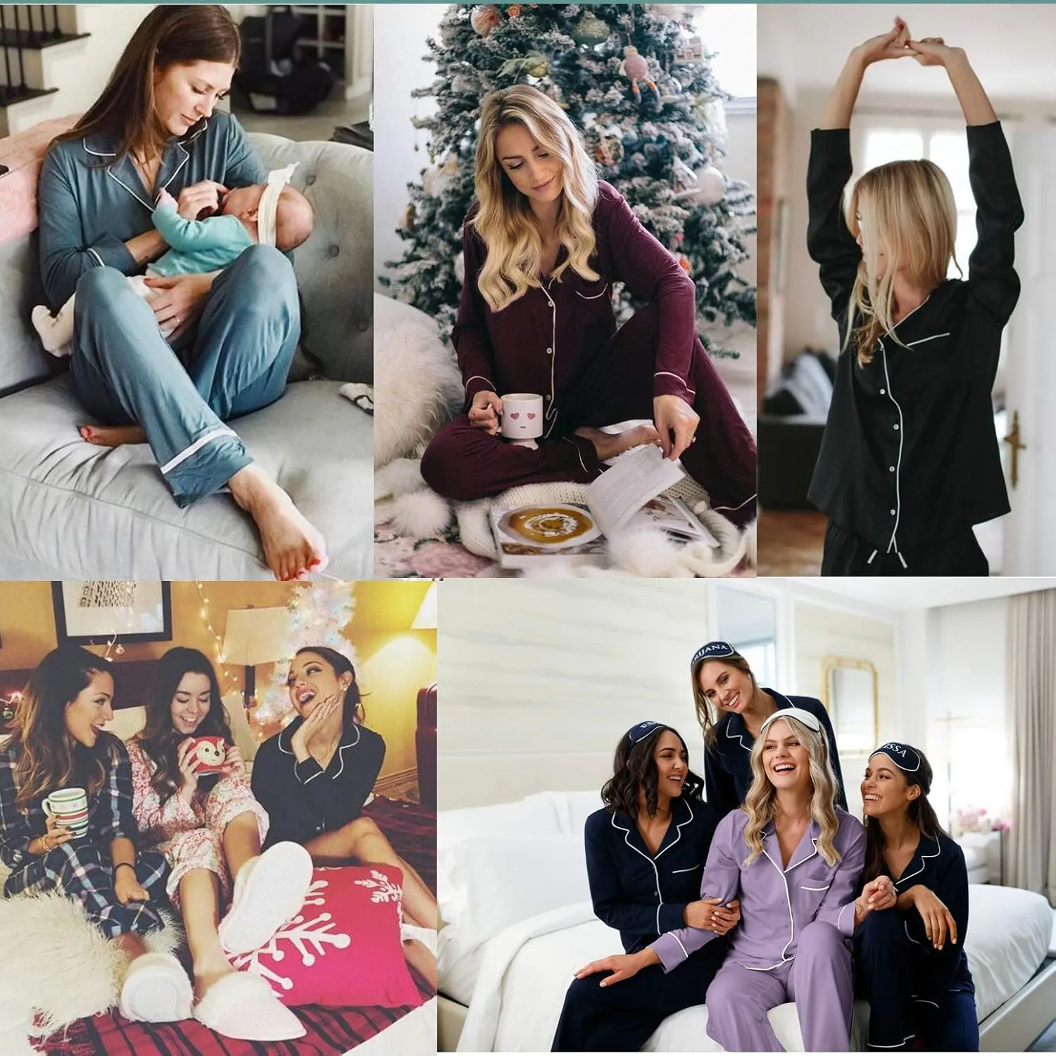 SIORO Ladies Soft Pajamas Set 2 Piece Modal Long Sleeve Loungewear for Women, Button Up Sleepwear Pj Outfits