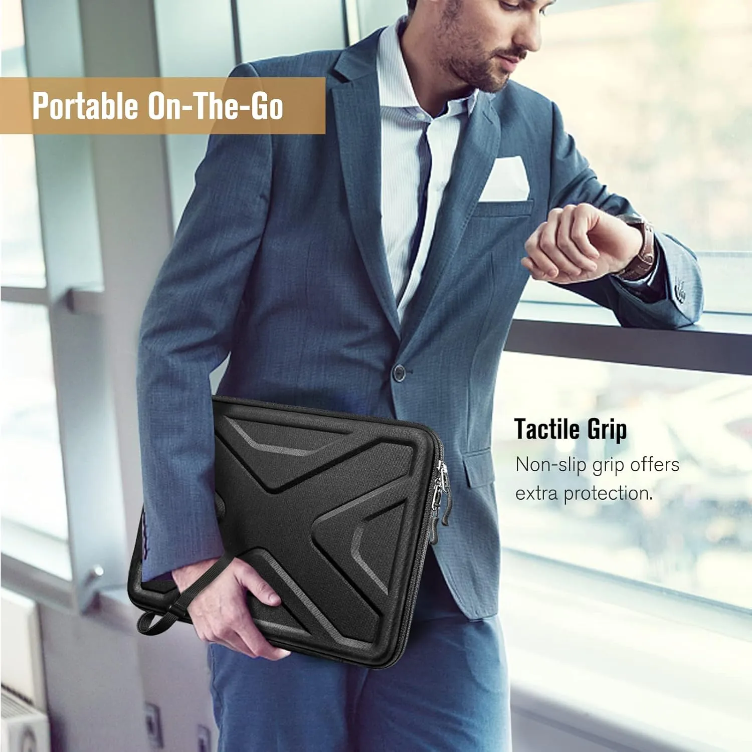 SITHON Hard Shell Laptop Sleeve Case for 11.6-inch Chromebook, Shock Absorption Computer Carrying Bag for 11.6” Samsung Chromebook 4/3/2, 12.4” Surface Laptop, 11.6'' Lenovo/Acer/HP Ultrabook (Black)
