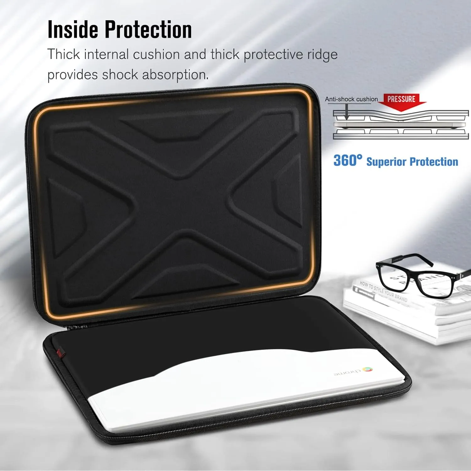 SITHON Hard Shell Laptop Sleeve Case for 11.6-inch Chromebook, Shock Absorption Computer Carrying Bag for 11.6” Samsung Chromebook 4/3/2, 12.4” Surface Laptop, 11.6'' Lenovo/Acer/HP Ultrabook (Black)