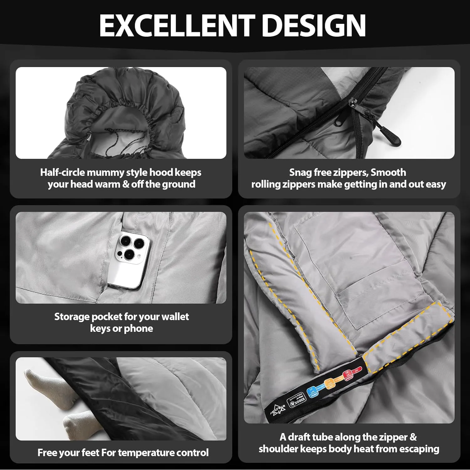 Sleeping Bags for Adults Kids Cold Weather & Warm, Backpacking Camping 0 Degree Winter Sleeping Bag for Girls Boys, Big and Tall, Lightweight Compact 3-4 Season Outdoor Indoor