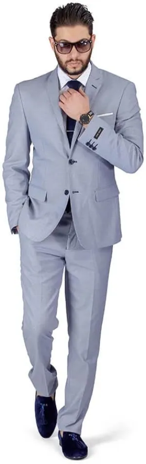 Slim Fit Men Suit Micro Textured Weave 2 Button Notch Collar AZAR 11812
