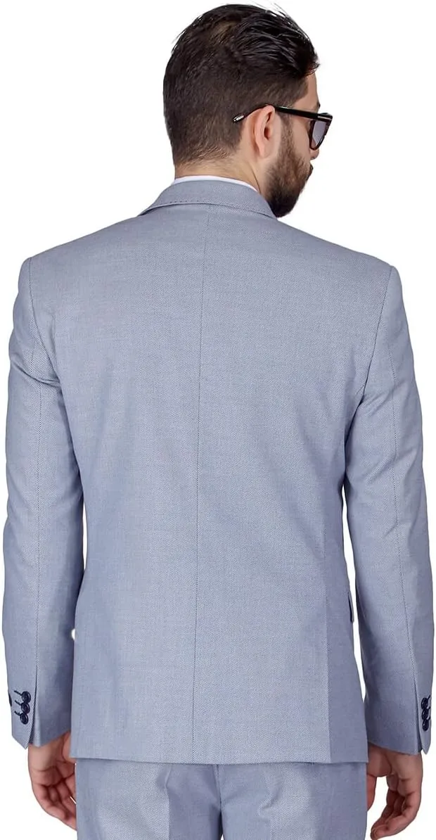 Slim Fit Men Suit Micro Textured Weave 2 Button Notch Collar AZAR 11812