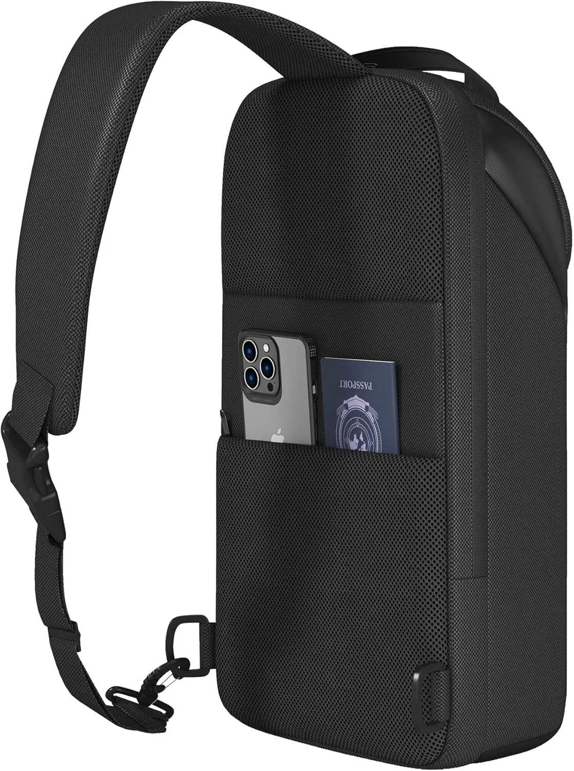 Sling Bag Crossbody Backpack Compact Daypack for Shoulder bag 14" MacBook Pro M4, 13" MacBook Air/Pro (Black, L for 13-14 inch MacBook)