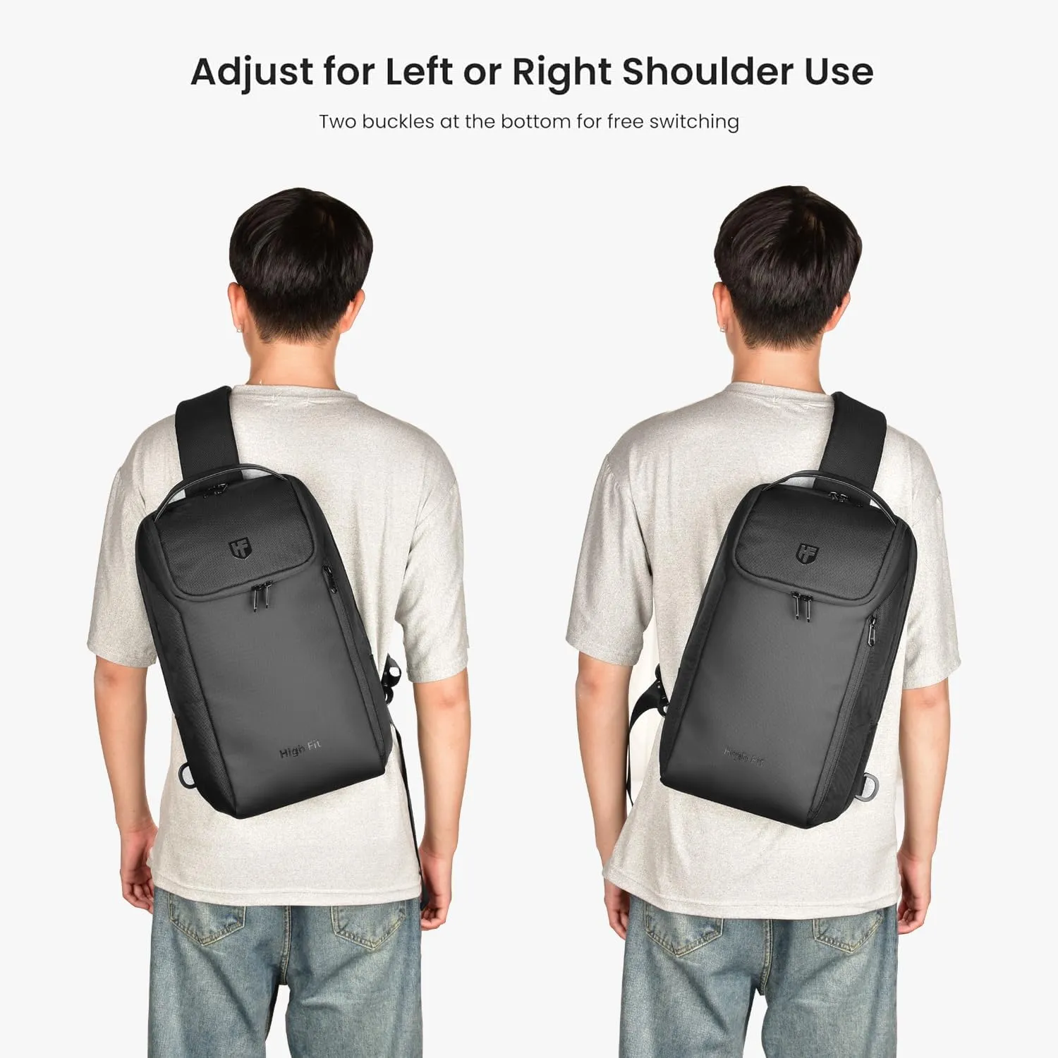 Sling Bag Crossbody Backpack Compact Daypack for Shoulder bag 14" MacBook Pro M4, 13" MacBook Air/Pro (Black, L for 13-14 inch MacBook)
