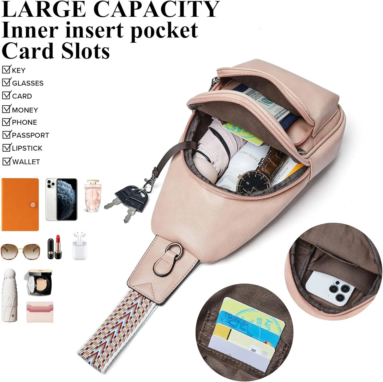 Sling Bag Crossbody Bags for Women Fanny Packs Purse Backpack Casual Daypacks for Travel Work Shopping