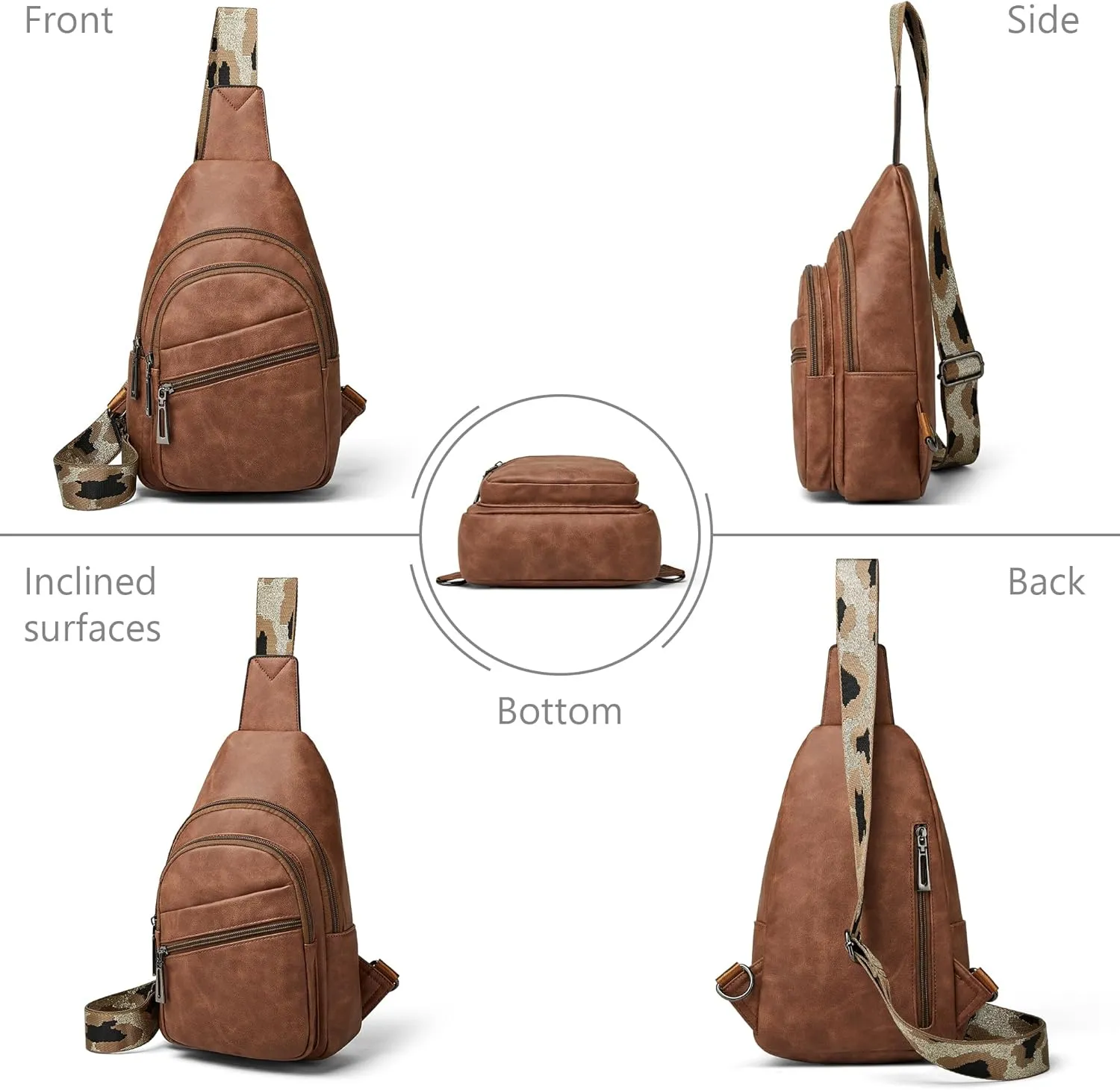 Sling Bag Crossbody Bags for Women for Travel, 3.5 x 10.5 x 6"(L x H x W),Adjustable Straps 22.5 to 44 inch