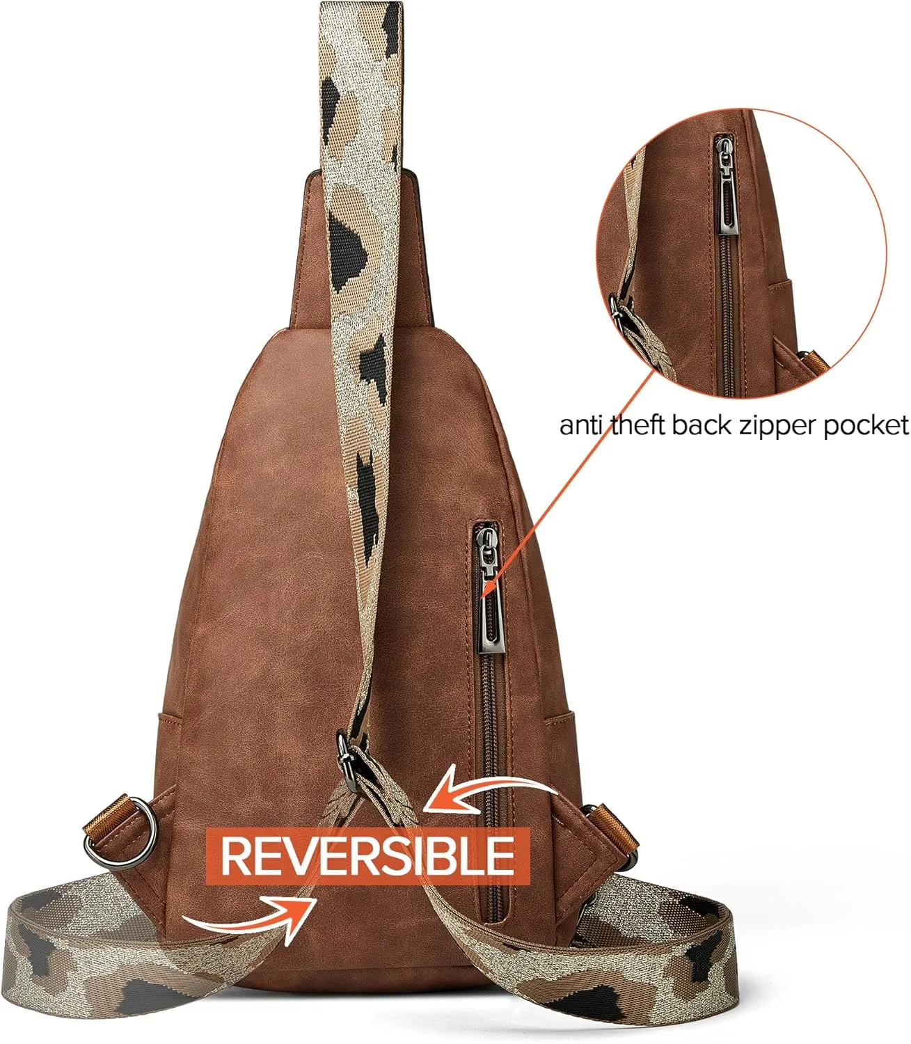 Sling Bag Crossbody Bags for Women for Travel, 3.5 x 10.5 x 6"(L x H x W),Adjustable Straps 22.5 to 44 inch