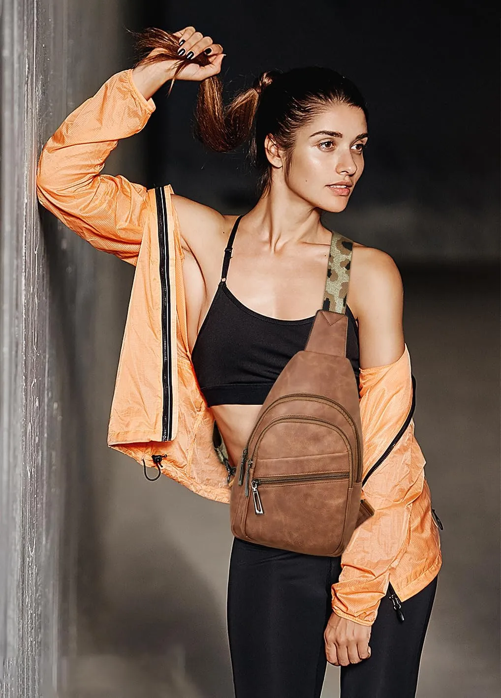 Sling Bag Crossbody Bags for Women for Travel, 3.5 x 10.5 x 6"(L x H x W),Adjustable Straps 22.5 to 44 inch