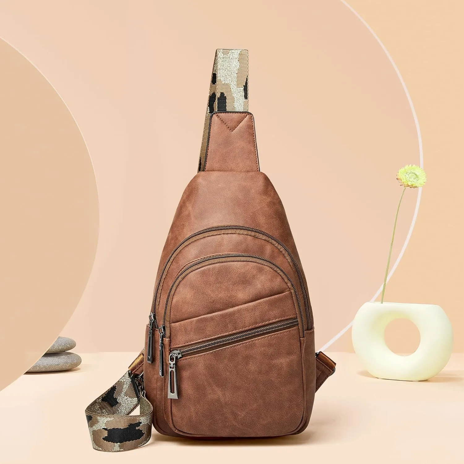 Sling Bag Crossbody Bags for Women for Travel, 3.5 x 10.5 x 6"(L x H x W),Adjustable Straps 22.5 to 44 inch