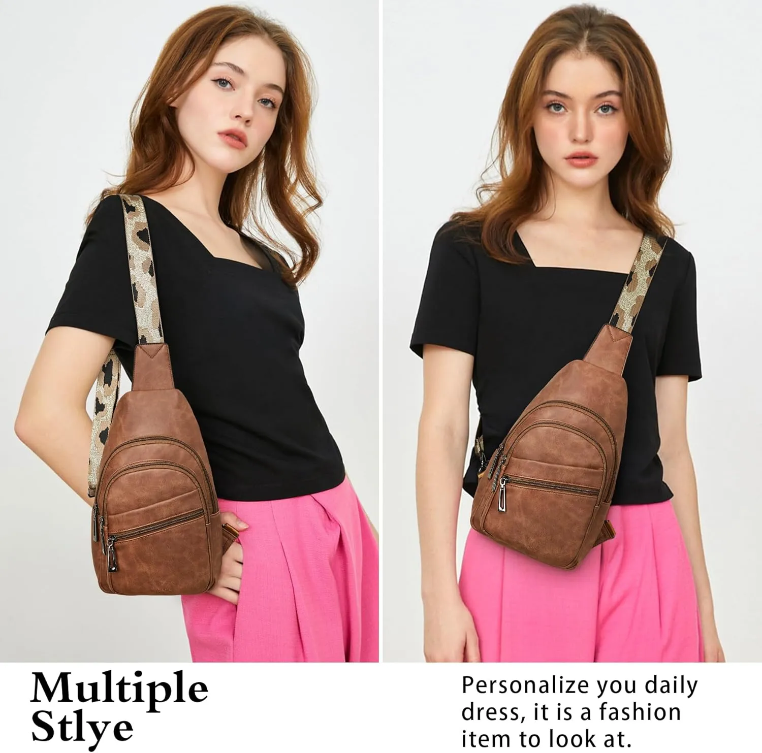 Sling Bag Crossbody Bags for Women for Travel, 3.5 x 10.5 x 6"(L x H x W),Adjustable Straps 22.5 to 44 inch