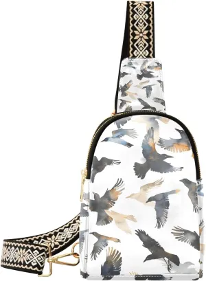 Sling Bag for Women Bird Seagulls Silhouette Crossbody Bag Backpack Purse Small Cross Body Bags Travel Shoulder Bags Multipurpose Chest Bag