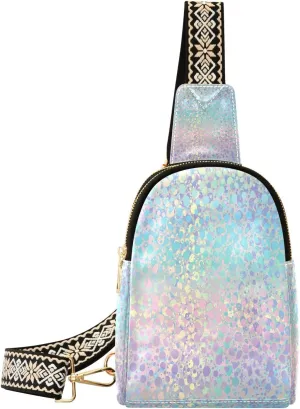 Sling Bag for Women Holographic Rainbow Swirl Crossbody Backpack Purse Small Cross Body Bags Travel Shoulder Bags Chest Bag Casual Daypack