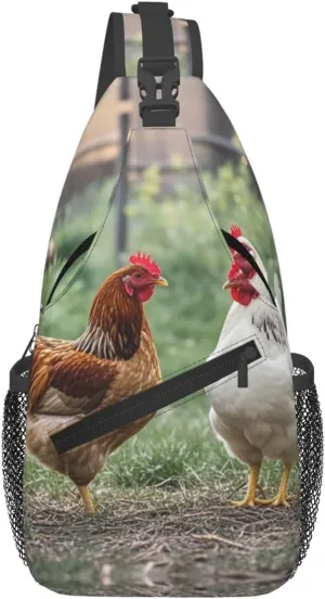 Sling Bag for Women Men Crossbody Bag Chest Bag BackYard Chickens Sling Backpack Fanny Packs Travel Hiking Daypack
