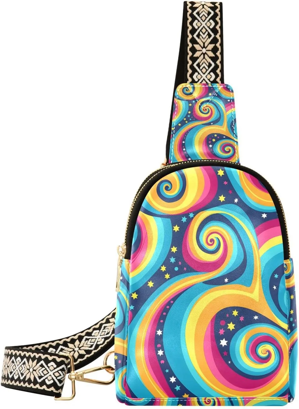 Sling Bag for Women Psychedelic Swirl Neno Crossbody Bag Backpack Purse Small Cross Body Bags Travel Shoulder Bags Multipurpose Chest Bag