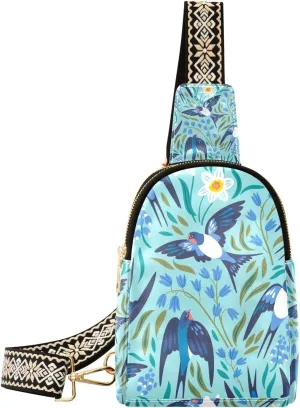 Sling Bag for Women Spring Bird Swallow Crossbody Backpack Purse Small Cross Body Bags Travel Shoulder Bags Chest Bag Casual Daypack
