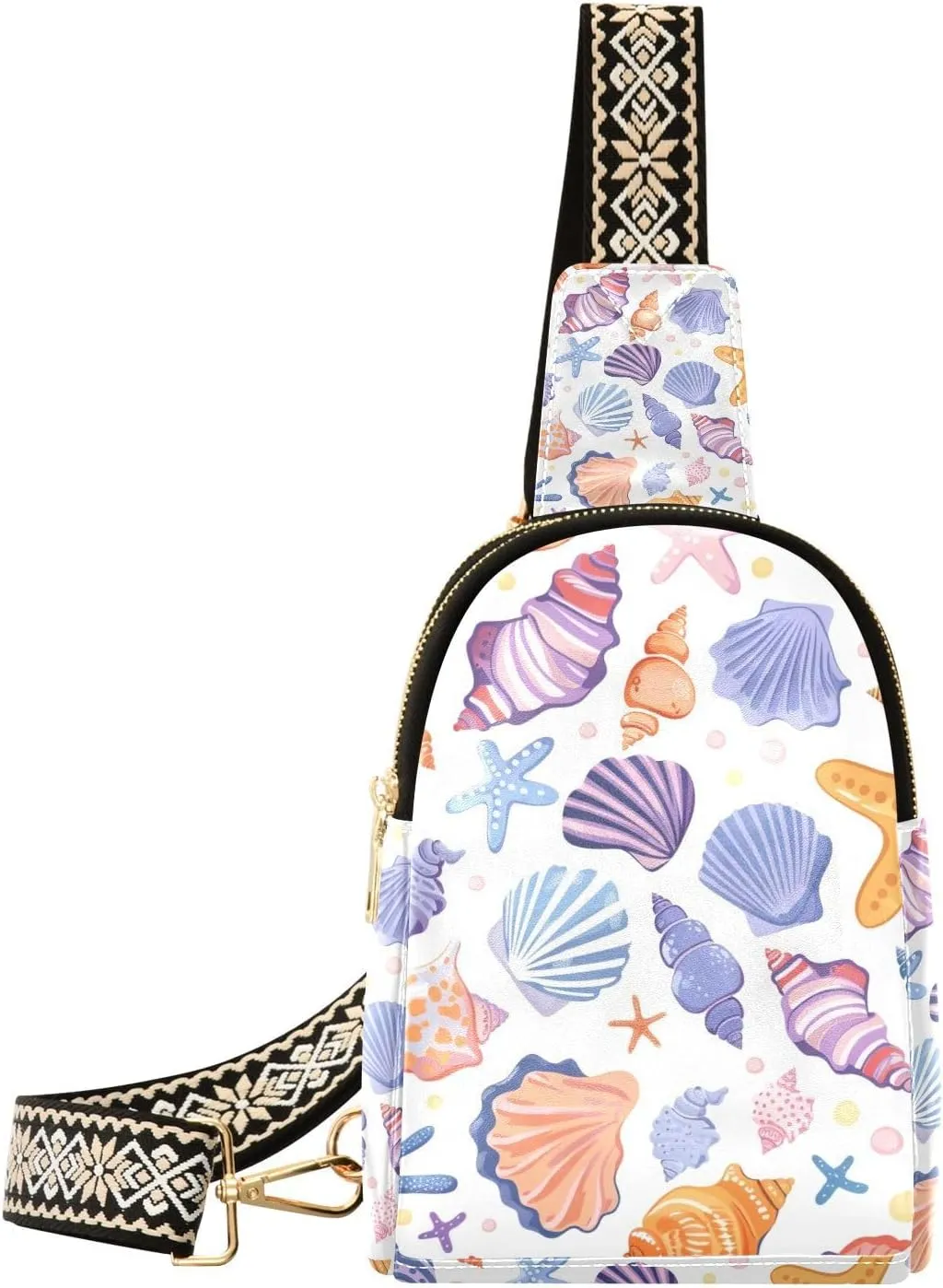 Sling Bag for Women Starfish Shellfish Crossbody Bag Backpack Purse Small Cross Body Bags Travel Shoulder Bags Multipurpose Chest Bag