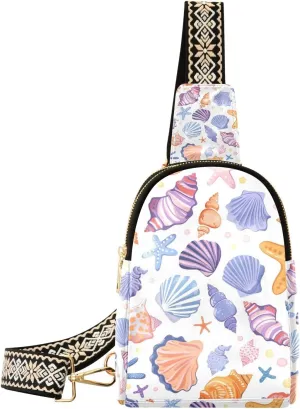 Sling Bag for Women Starfish Shellfish Crossbody Bag Backpack Purse Small Cross Body Bags Travel Shoulder Bags Multipurpose Chest Bag
