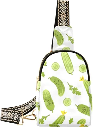 Sling Bag Leather Crossbody Bags Cucumber Parts Waist Packs Fanny Pack Chest Bag Travel Purse for Women Traveling Daily Shopping