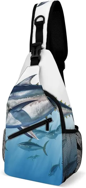 Sling Bags Bluefin Tuna Thunnus Chest Bag for Men Women Shoulder Bag for Travel Sport Chest Pack