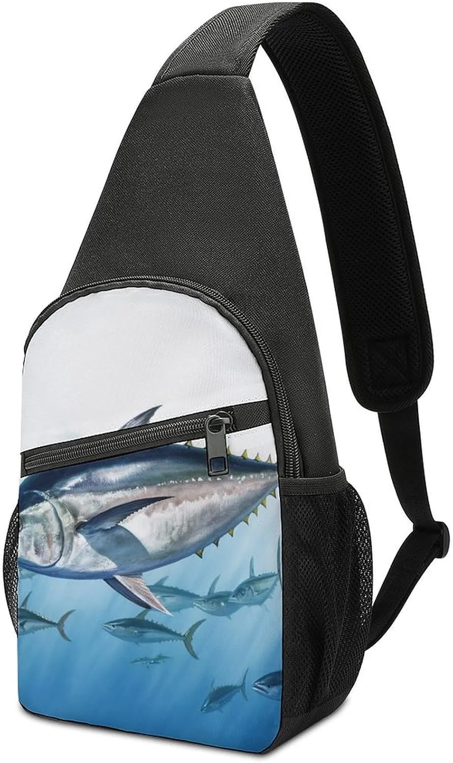 Sling Bags Bluefin Tuna Thunnus Chest Bag for Men Women Shoulder Bag for Travel Sport Chest Pack