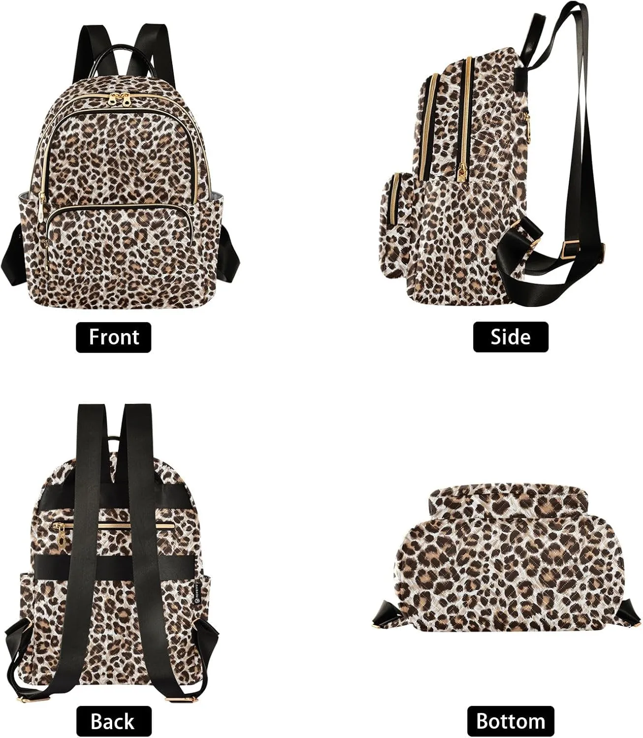 Small Backpack Purse for Women, Leopard Cheetah Print Travel Bag Casual Daypack Shoulder Bag