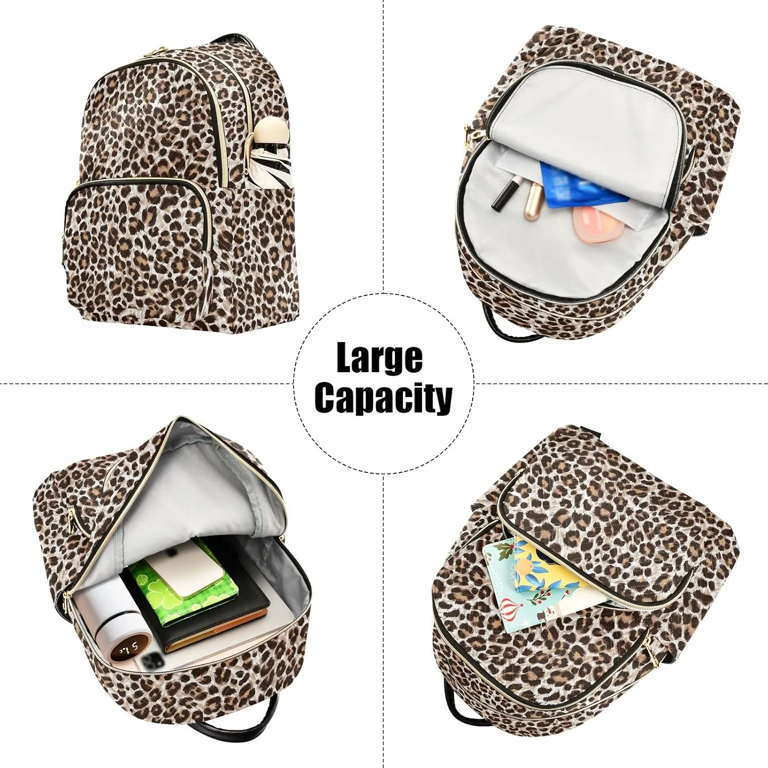 Small Backpack Purse for Women, Leopard Cheetah Print Travel Bag Casual Daypack Shoulder Bag