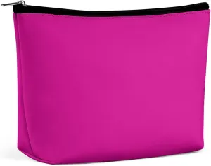 Small Cosmetic Bag, Fuschia Plain Solid Color Makeup Bags Elegant Roomy Pouch for Women,Travel Toiletry Accessories Organizer