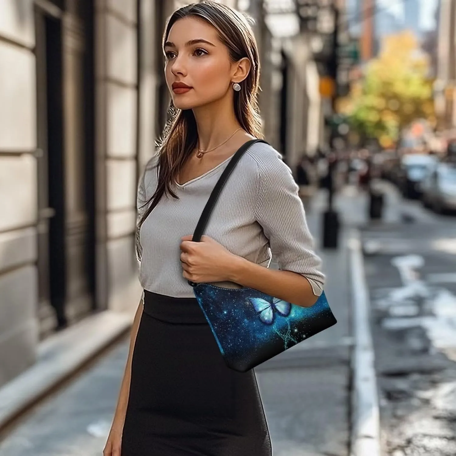 Small Crescent Shoulder Bag Underarm Purse for Women Ladies Lightweight Pu Leather Tote Bag Clutch Handbag Travel