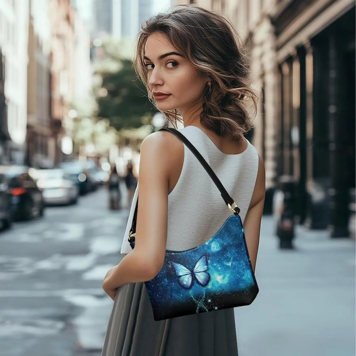 Small Crescent Shoulder Bag Underarm Purse for Women Ladies Lightweight Pu Leather Tote Bag Clutch Handbag Travel