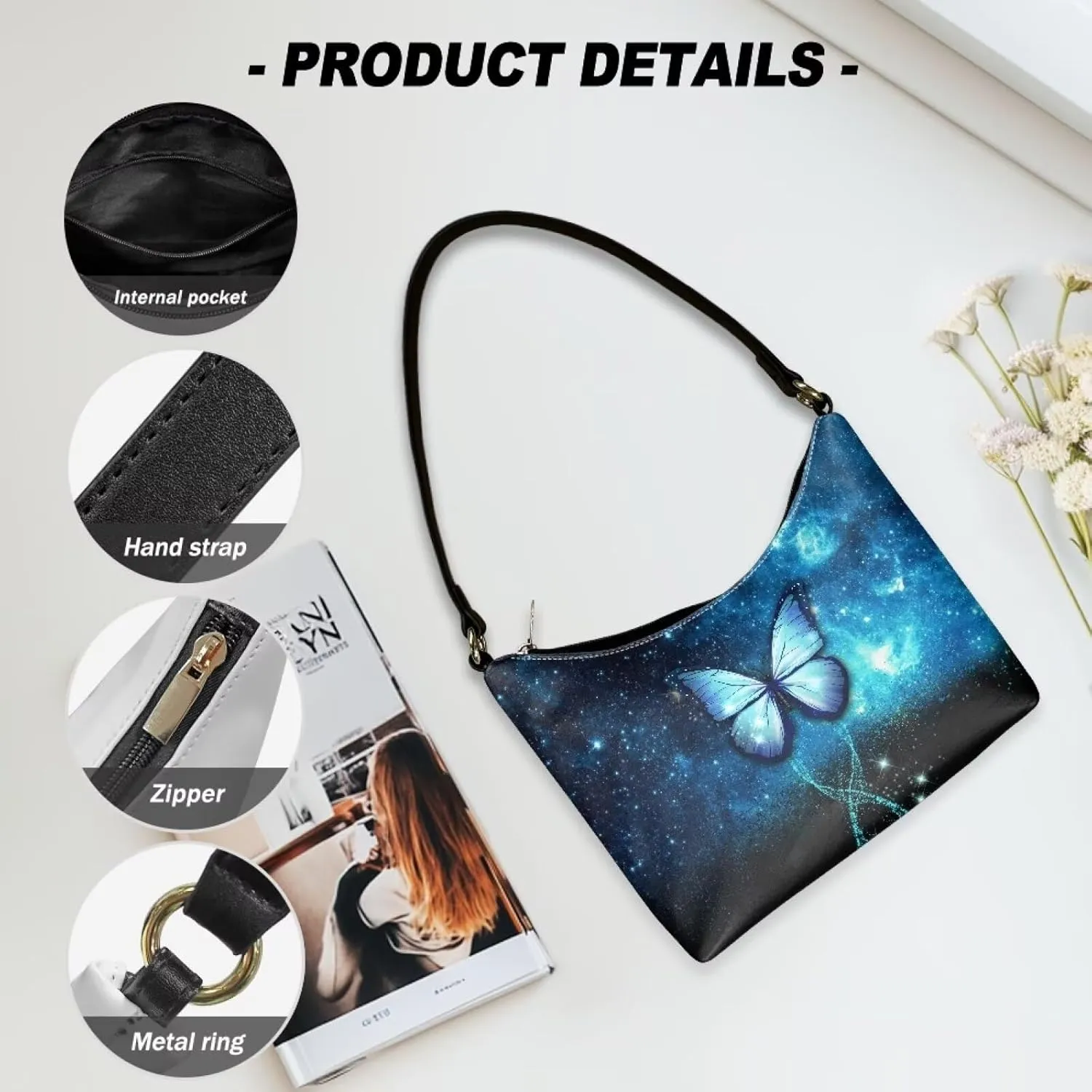Small Crescent Shoulder Bag Underarm Purse for Women Ladies Lightweight Pu Leather Tote Bag Clutch Handbag Travel