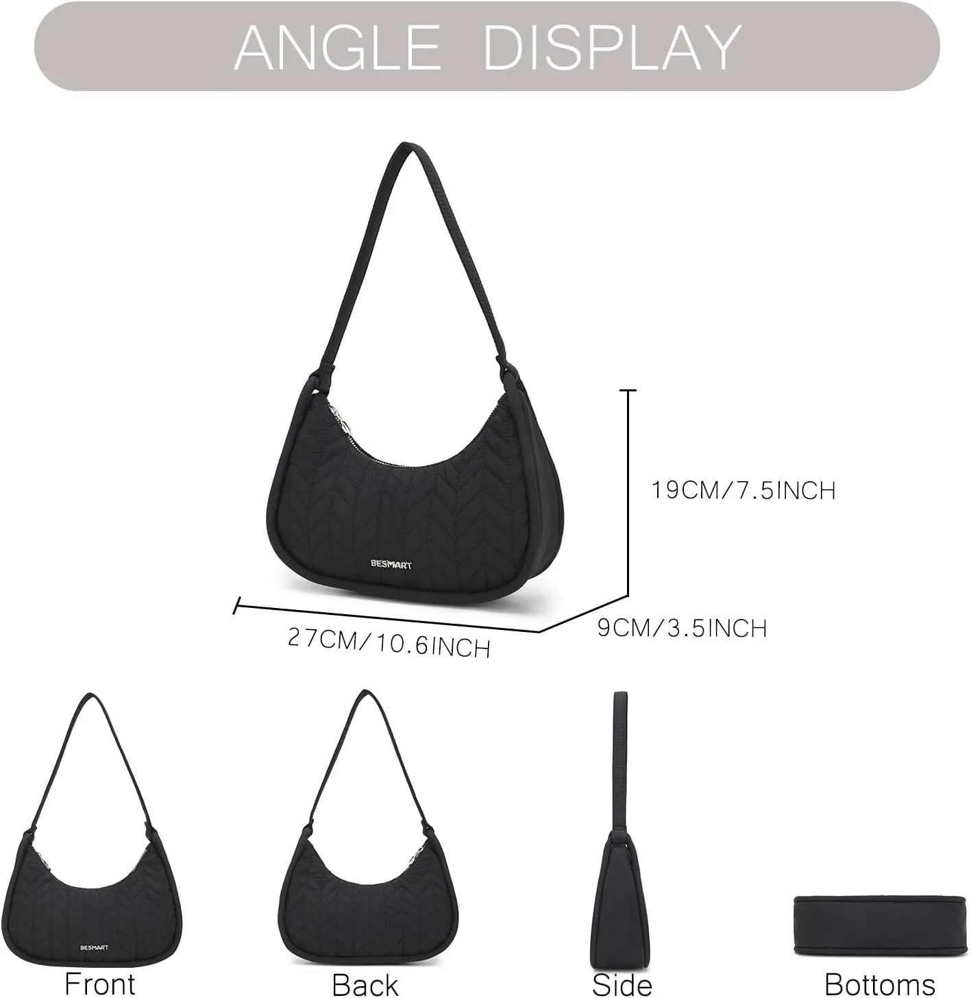 Small Handbag Shoulder Bag for Women/Ladies, Trendy Armpit Bag Quilted Underarm Bag Jacquard Evening Bag