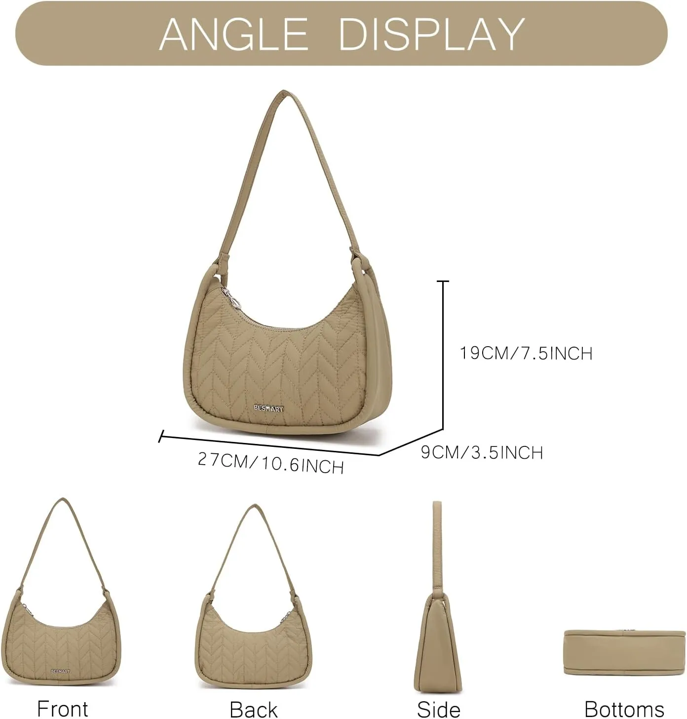 Small Handbag Shoulder Bag for Women/Ladies, Trendy Armpit Bag Quilted Underarm Bag Jacquard Evening Bag