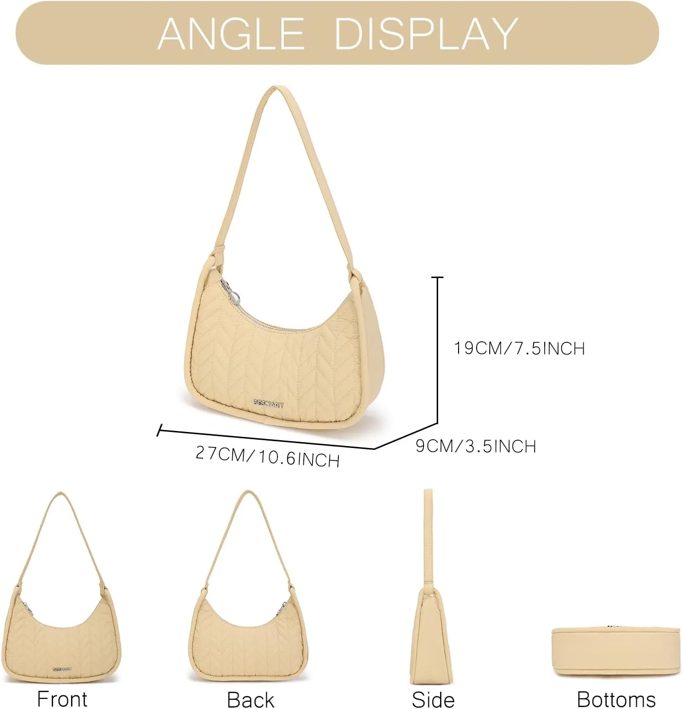 Small Handbag Shoulder Bag for Women/Ladies, Trendy Armpit Bag Quilted Underarm Bag Jacquard Evening Bag