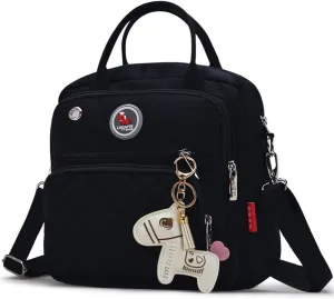 Small Waterproof Diaper Bag Tote Messenger Backpack-Black