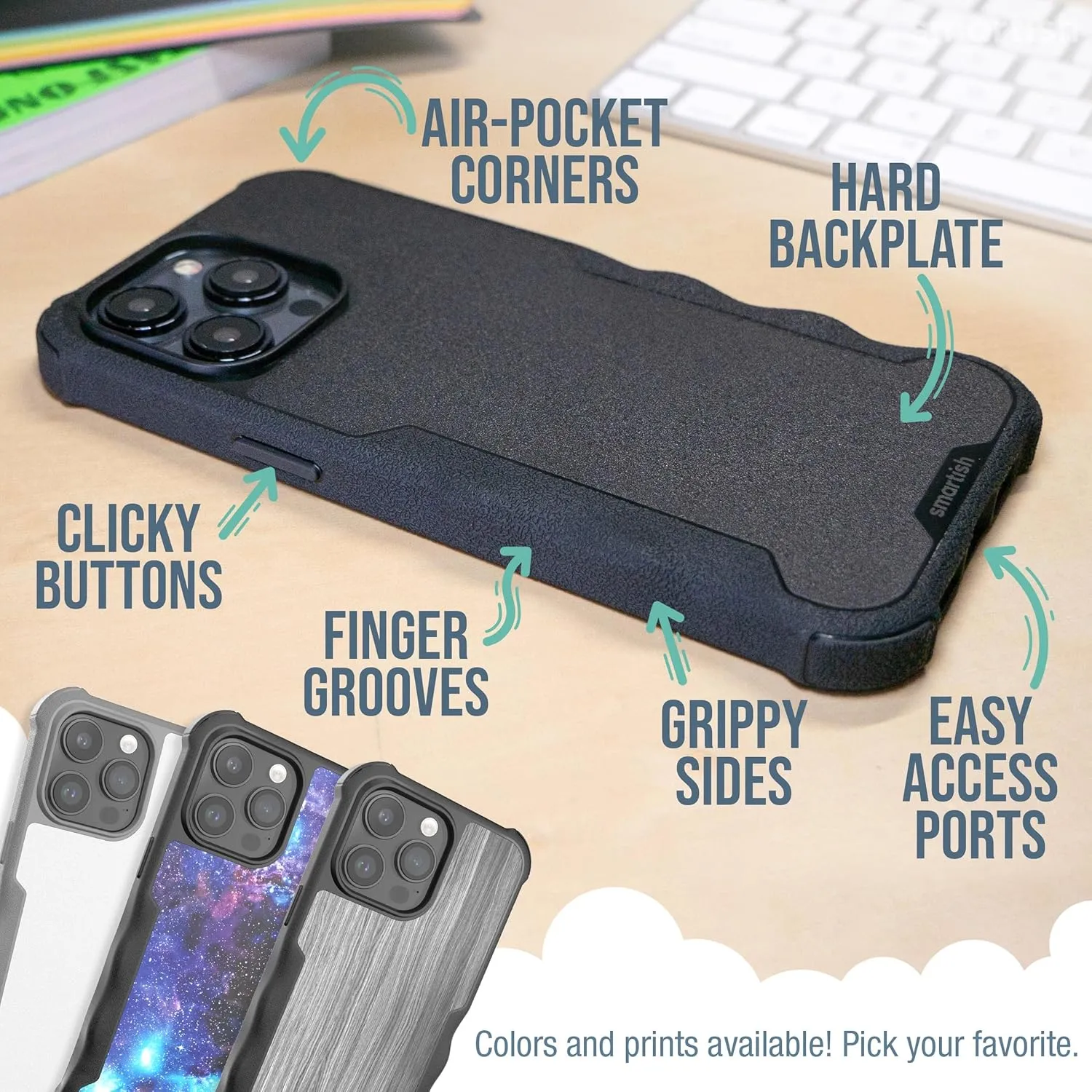 Smartish® iPhone 15 Pro Max Protective Magnetic Case - Gripzilla Compatible with MagSafe [Rugged Heavy Duty Slim Grip Armor Cover] w/Drop Tested Protection for Apple iPhone 15 Pro Max - Graspin' Aspen