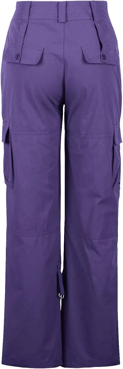 SMIDOW Baggy Parachute Pants for Women Low Rise Wide Leg Cargo Pant Military Army Combat Work Trousers with Pockets