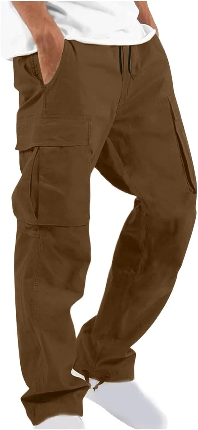 SMIDOW Mens Cargo Pants Relaxed Fit Elastic Waist Casual Loose Joggers Workout Athletic Pant Trousers Trendy Sweatpants
