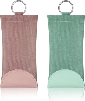 Soft Glasses Case Pouch Bag - Leather Travel Sunglass Case Squeeze Top Eyeglass Case With Hanging Loop 2 Pack