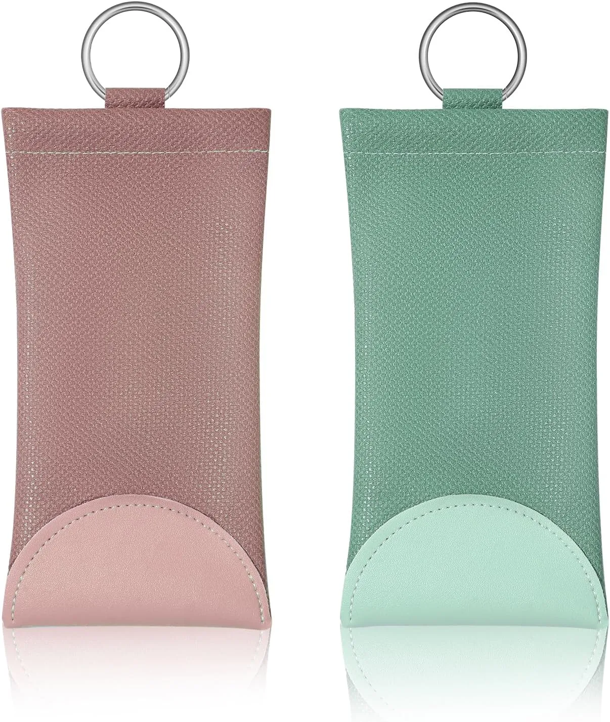 Soft Glasses Case Pouch Bag - Leather Travel Sunglass Case Squeeze Top Eyeglass Case With Hanging Loop 2 Pack