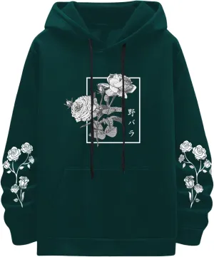SOLY HUX Men's Floral Print Casual Graphic Hoodies Drawstring Long Sleeve Pullover Sweatshirt