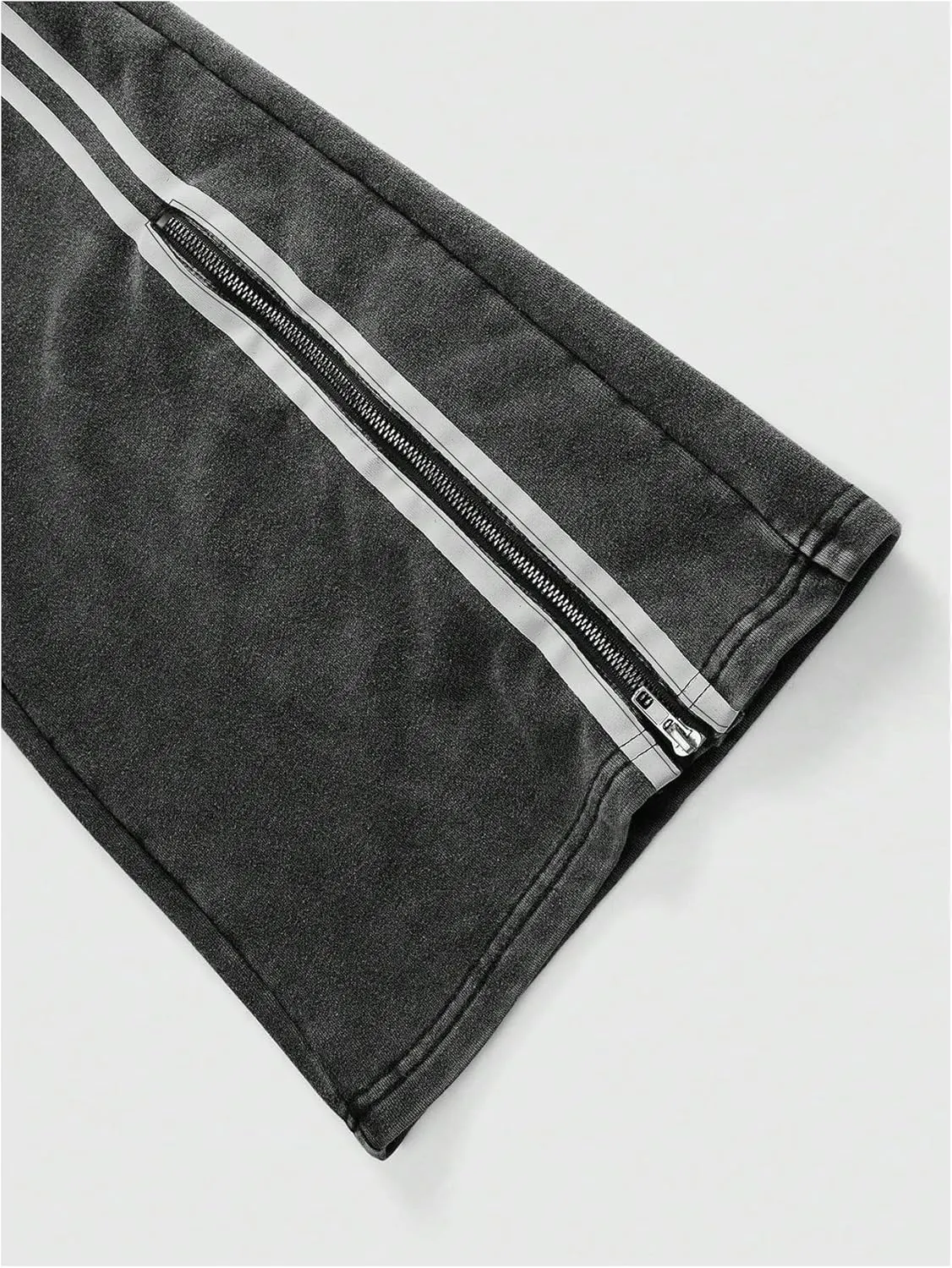 SOLY HUX Men's Side Striped Sweatpants Drawstring Waist Zipper Baggy Wide Leg Pants Streetwear