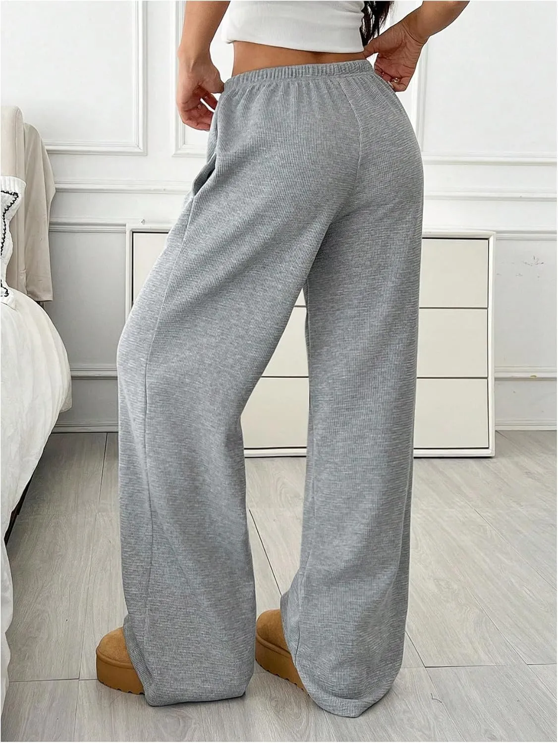 SOLY HUX Women's Drawstring Sweatpants Low Rise Baggy Wide Leg Pants with Pockets