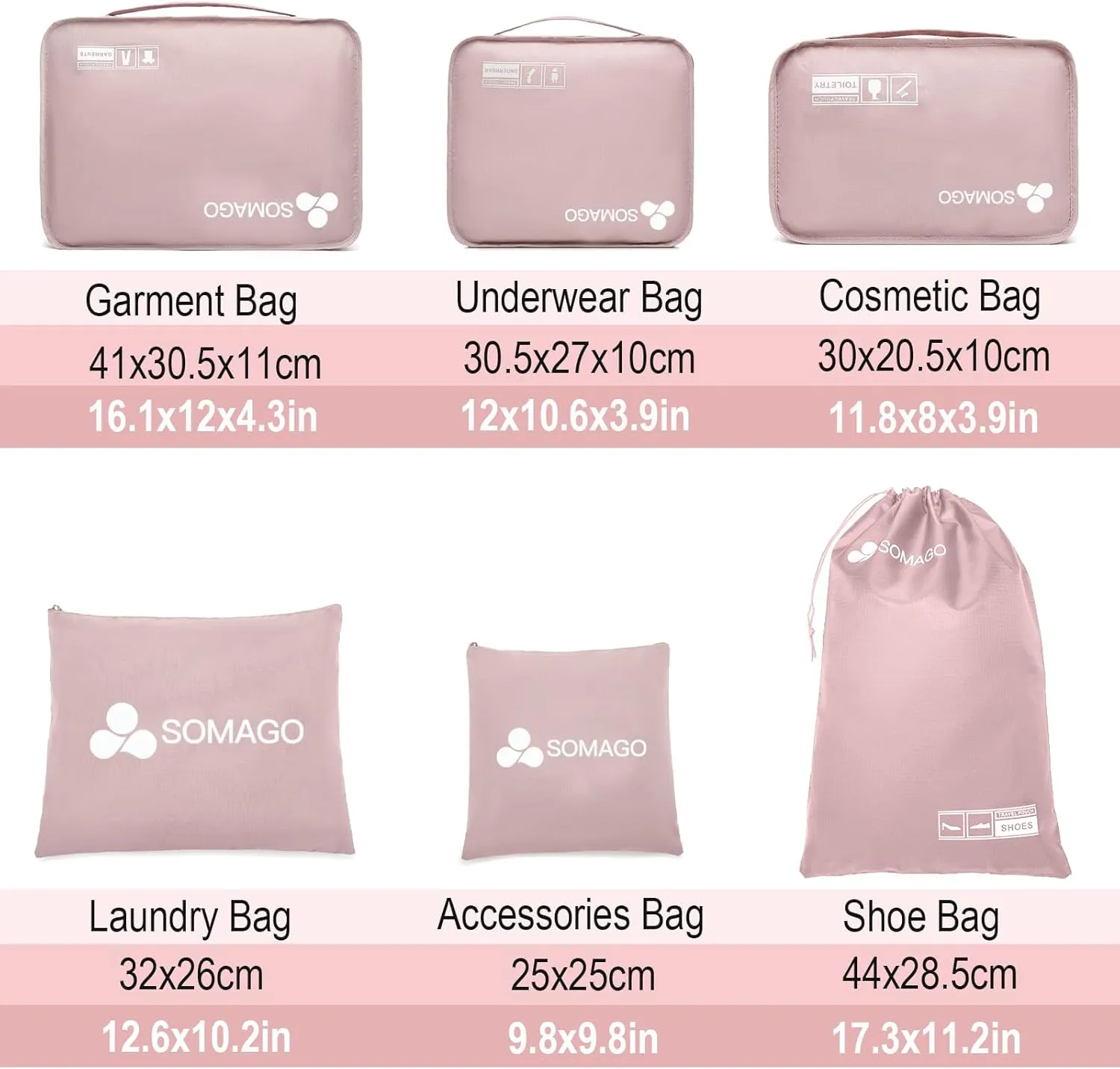 Somago 24 Inch Checked Luggage and Packing Cube Travel Set Hard Shell Lightweight Polypropylene Suitcase with Spinner Wheels TSA Lock,Nude Pink