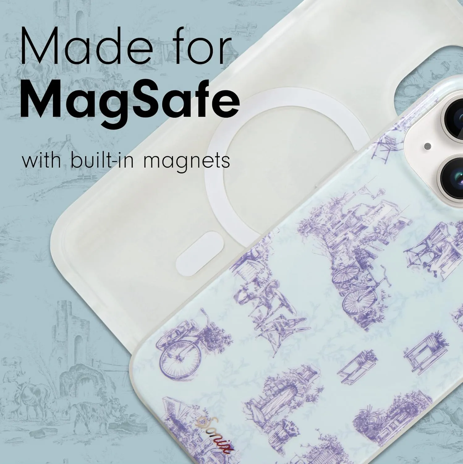 Sonix Protective Phone Case for iPhone 15, 14, 13 | Compatible with MagSafe | 10ft Drop Tested | Bleu Toile