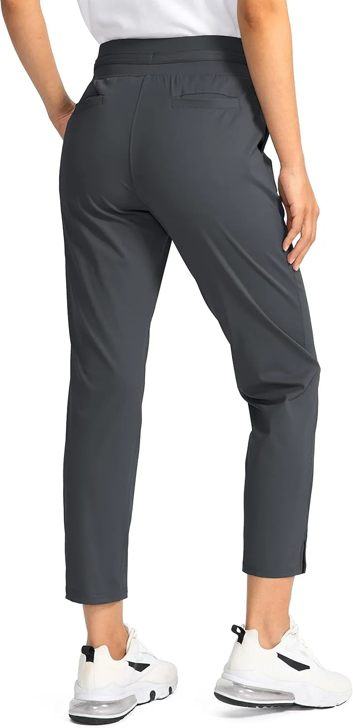 Soothfeel Women's Pants with 4 Pockets 7/8 Stretch High Waisted Sweatpants Travel Athletic Work Golf Pants for Women