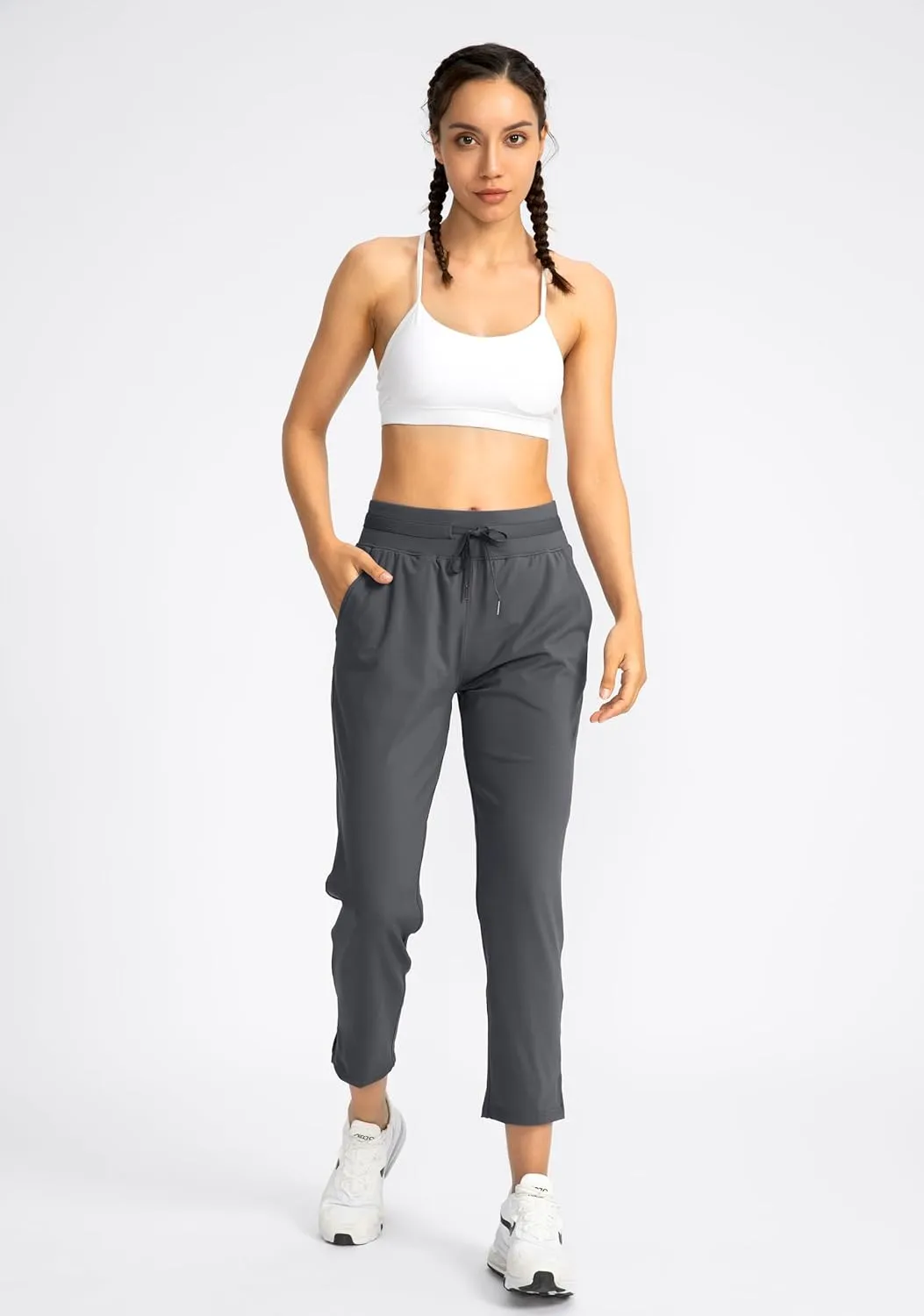 Soothfeel Women's Pants with 4 Pockets 7/8 Stretch High Waisted Sweatpants Travel Athletic Work Golf Pants for Women