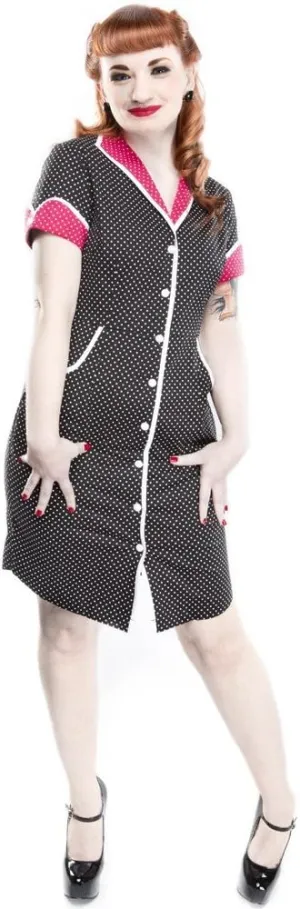 Sourpuss Peggy Sue Black & White Polka Dot Shirt Dress - Hey Viv ! Retro